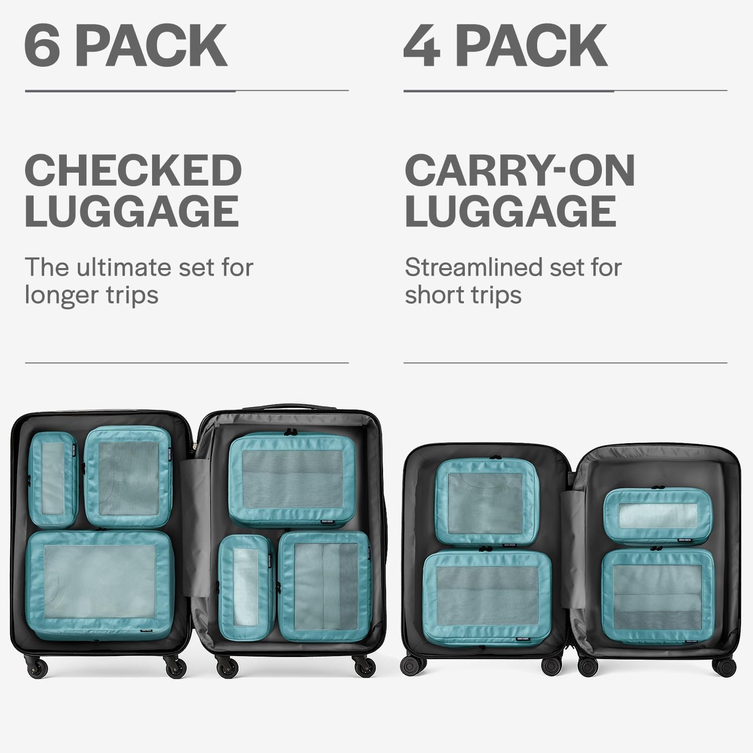 Aerotrunk Compression Packing Cubes for Travel - Luggage Organizer Bags - Double Zipper Packing Cubes for Suitcases (4-Pack, Teal) - Image 4