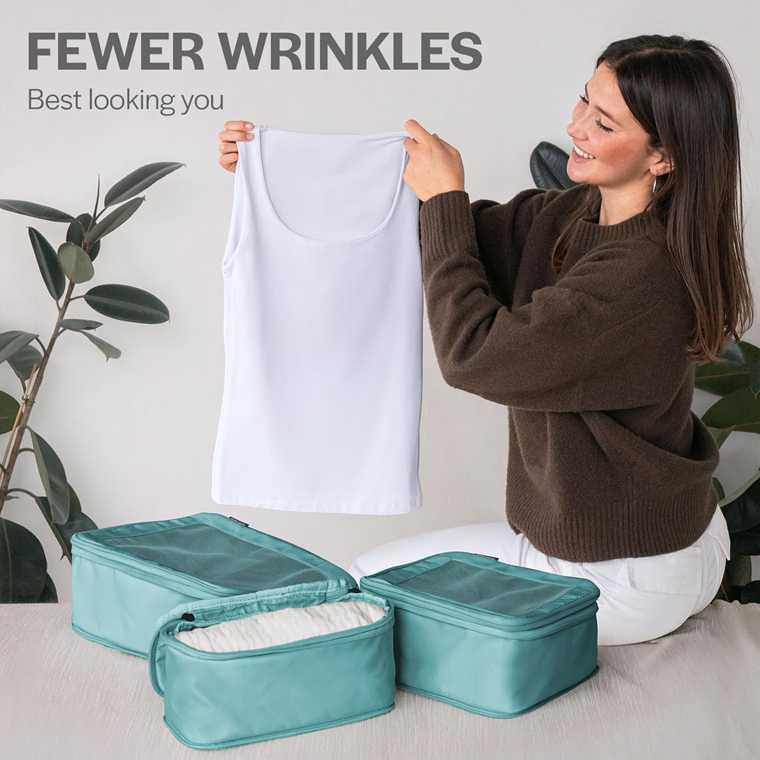 Aerotrunk Compression Packing Cubes for Travel - Luggage Organizer Bags - Double Zipper Packing Cubes for Suitcases (4-Pack, Teal) - Image 8