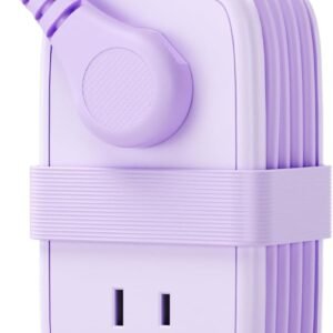 NTONPOWER Purple Travel Power Strip,Travel Essentials 4 Outlets 3 USB(1 C) with 4FT Wrapped Extension Cord Flat Plug, Cruise Essentials 2026 for Hotel Travel Cruise Essentials