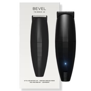 Bevel Beard Travel Trimmer SE for Men – Lightweight Cordless Mustache Trimmer, 4 Hour Rechargeable Battery Life, Tool Free Adjustable Zero Gapped Blade, Barber Supplies, Black (Packaging May Vary)