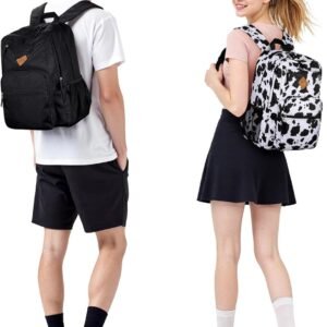 ZORFIN 26L Black Backpack for College, and Travel: Water Resistant Bookbag