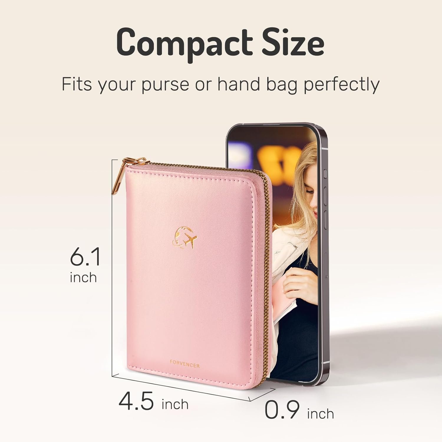 Forvencer Passport Holder Cover with Safe Zipper Closure, Premium Passport Wallet for Travel, Cute RFID Blocking Card Case, Waterproof Travel Accessories for Women, Black - Image 4