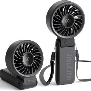 JISULIFE Handheld Fan Life7 – Ultimate Flexibility: High-Power Motor, LED Disp...