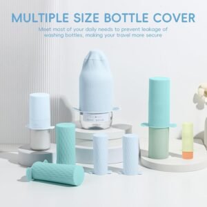 Bottle Covers for Travel, Leak Proof Elastic Sleeves, Travel Size Container Covers, Holiday Essentials for Women, Multiple Sizes Cover Suit for Various liquids Toiletries Bottles (8pcs)