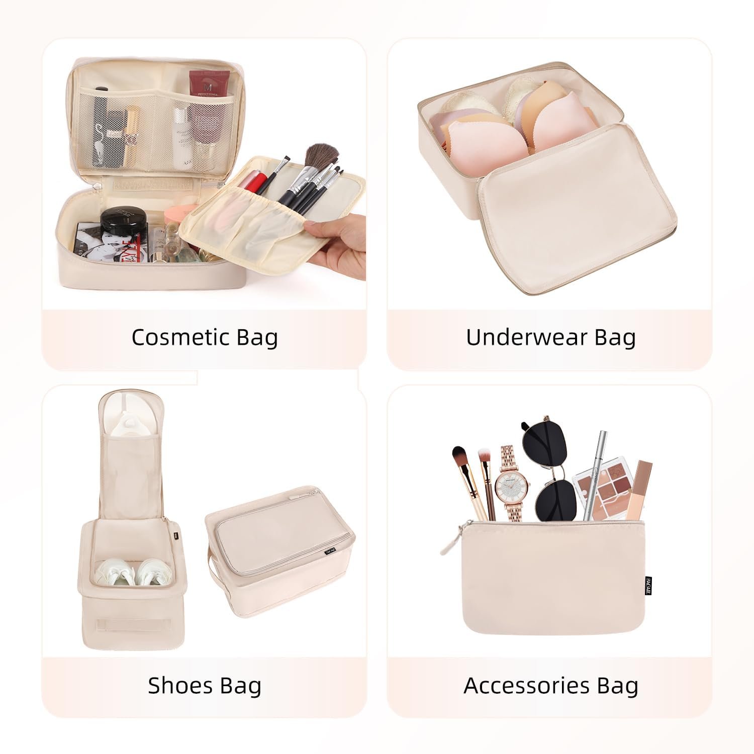 BAGAIL 8 Set Packing Cubes Luggage Packing Organizers for Travel Accessories-Cream - Image 3