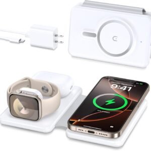 Magnetic Wireless Charger for iPhone: 3 in 1 Travel Charging Station for Apple D...
