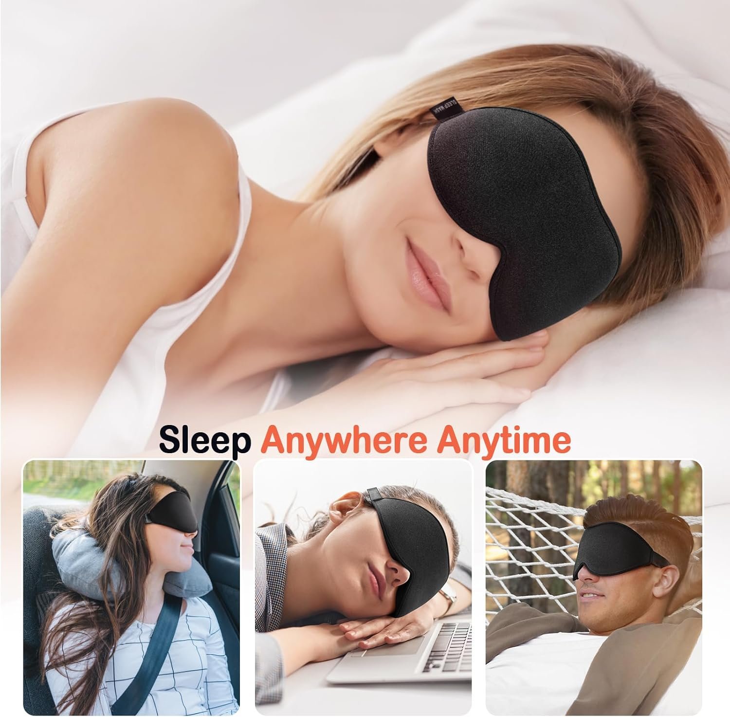 LitBear Sleep Mask for Side Sleeper Women Men, Eye Mask for Sleeping Light Blocking, 3D Contoured Cup Sleeping Mask, Soft Breathable Sleep Eye Mask with Adjustable Elastic Strap for Travel - Image 7