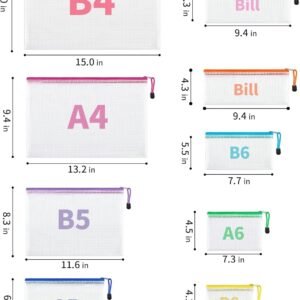 JARLINK 18 Pack 8 Sizes Mesh Pouch, 9 Colors, Waterproof Zip...