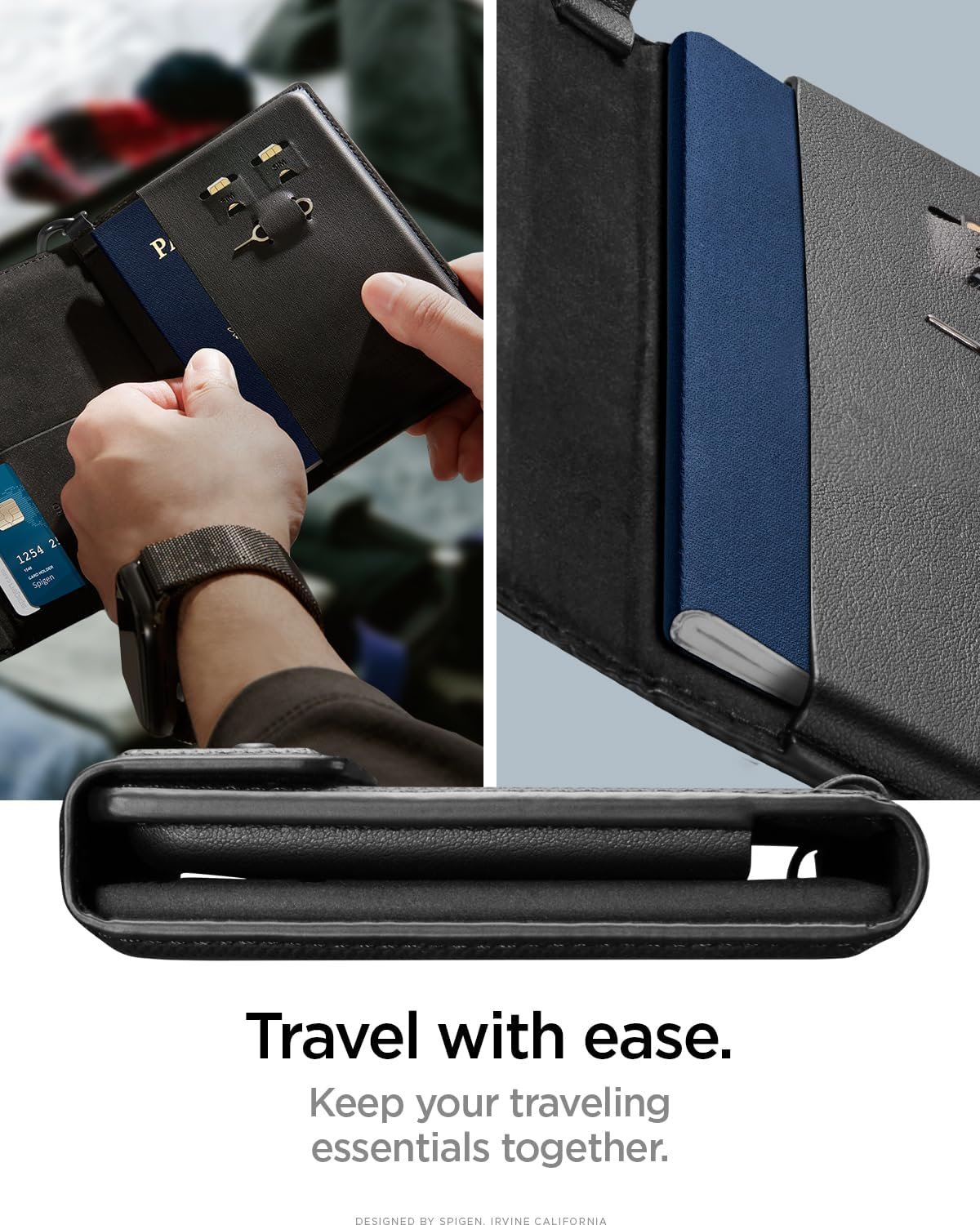 Spigen Life for Passport Card Cover Holder with RFID Blocking Technology Wallet Travel Documents Organizer Protector Accessories, SIM Card Pin Included - Image 2