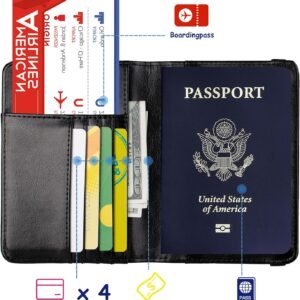 TOURSUIT RFID Blocking Passport Holder for Women Men, Leather Passport Travel Wa...