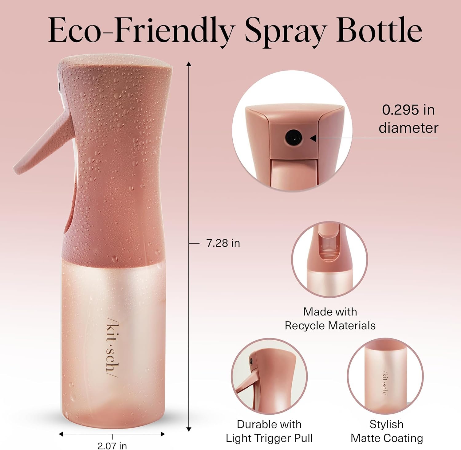 Kitsch Continuous Spray Bottle for Hair – Fine Mist Water Mister & Water Spray Bottle – Recycled Hair Spray Bottle – Spray Bottles for Cleaning, Styling, Plants & More – Terracotta, 150ml - Image 3