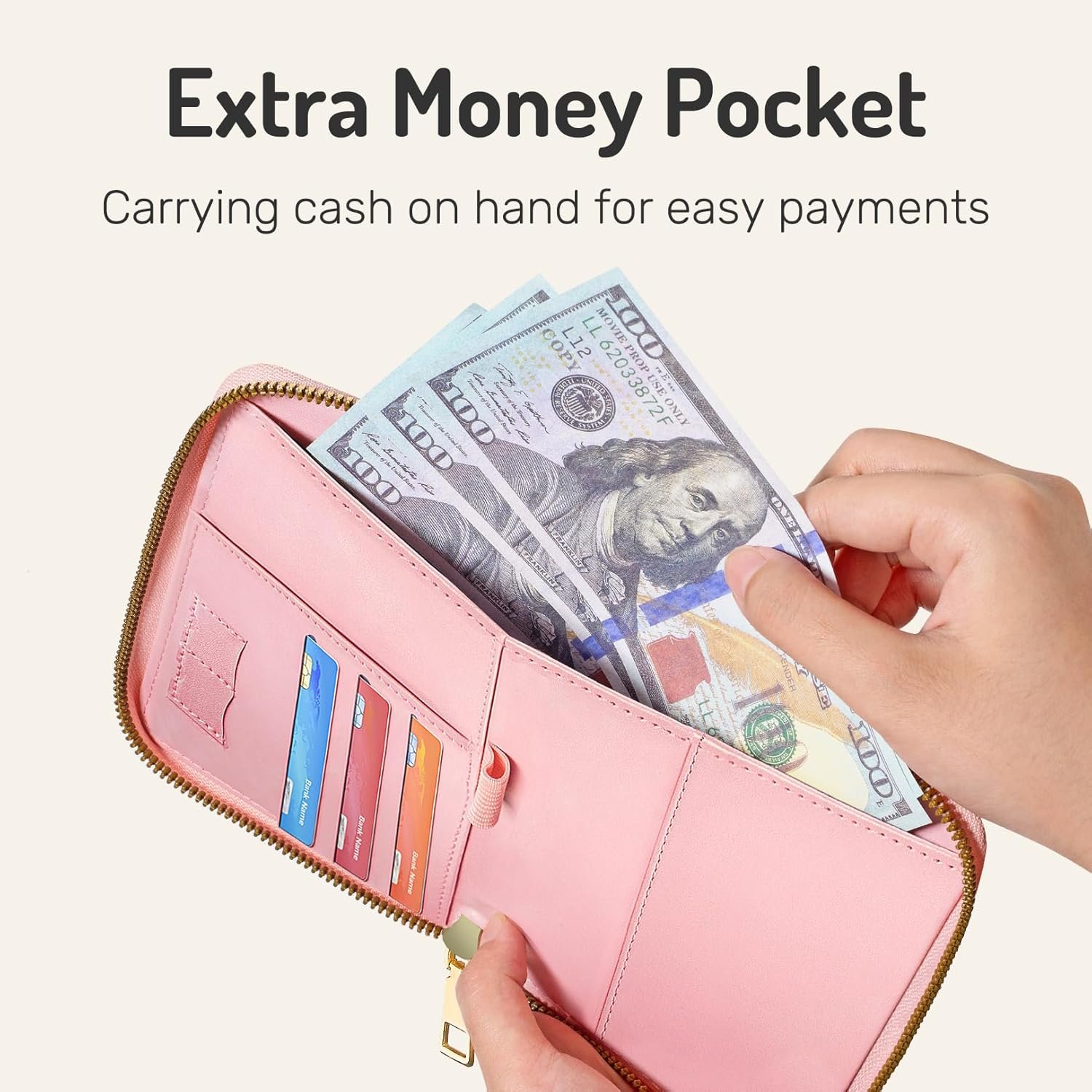 Forvencer Passport Holder Cover with Safe Zipper Closure, Premium Passport Wallet for Travel, Cute RFID Blocking Card Case, Waterproof Travel Accessories for Women, Black - Image 3