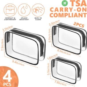 AURUZA Clear Makeup Bag,Portable Travel Toiletry Bags with Zipper, TSA Approved Clear Organizer Bags, PVC Cosmetic Pouch for Airport Airline Compliant