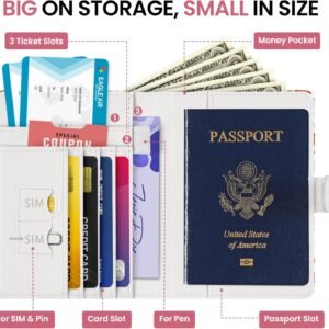 Passport Holder for Travel Essentials, RFID Blocking Leather Cover Wallet with Magnetic Closure, Aesthetic & Cute Passport Book Case for Women and Men – Wildflower
