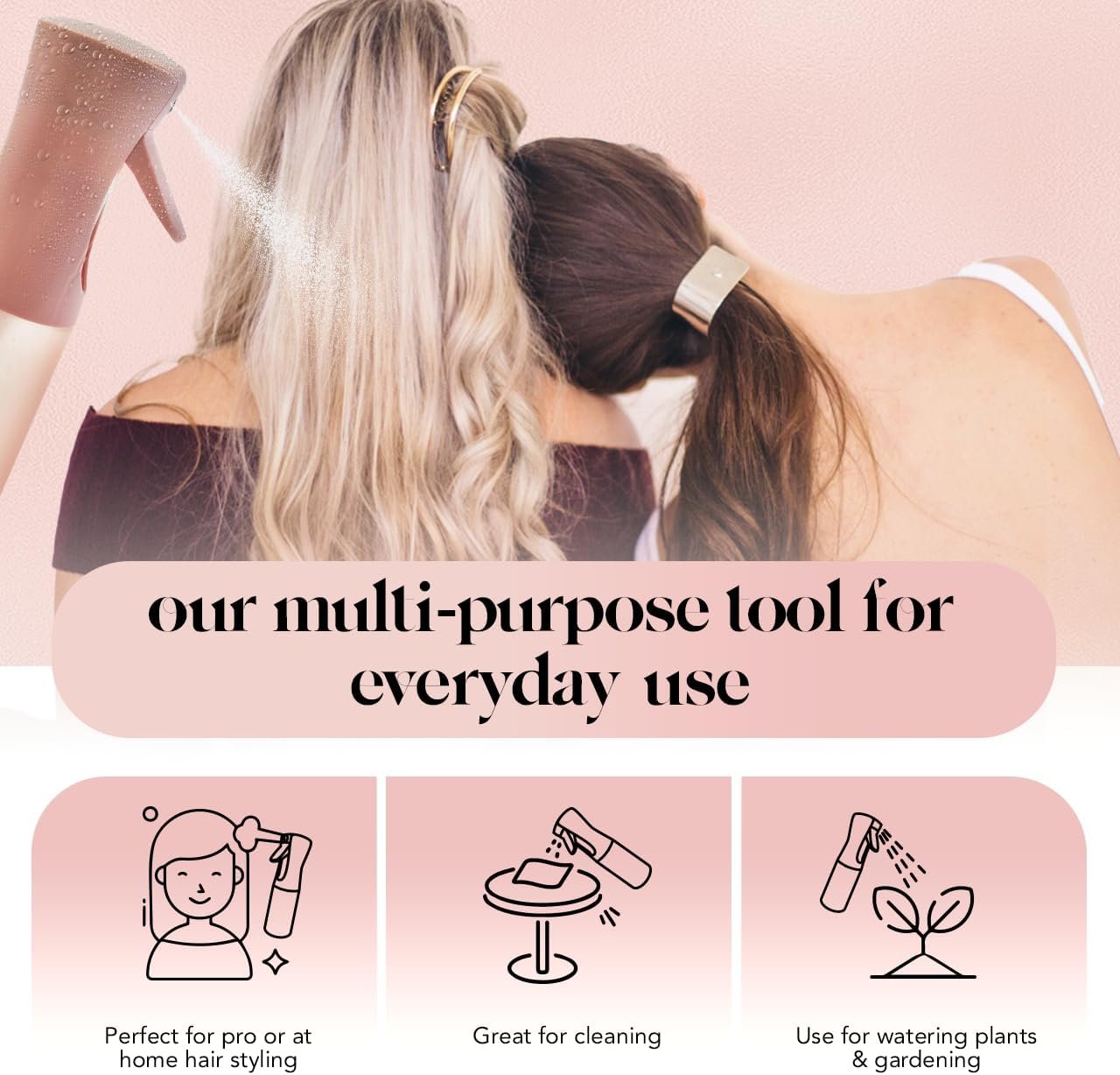 Kitsch Continuous Spray Bottle for Hair – Fine Mist Water Mister & Water Spray Bottle – Recycled Hair Spray Bottle – Spray Bottles for Cleaning, Styling, Plants & More – Terracotta, 150ml - Image 6