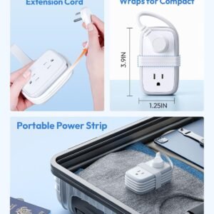 NTONPOWER 20W Travel Power Strip, Travel Essentials 4 Outlets 3 USB(1 USB-C) with 4FT Wrapped Extension Cord Flat Plug, Vacation Essentials for Hotel Travel Camping Cruise Essentials 2026, White
