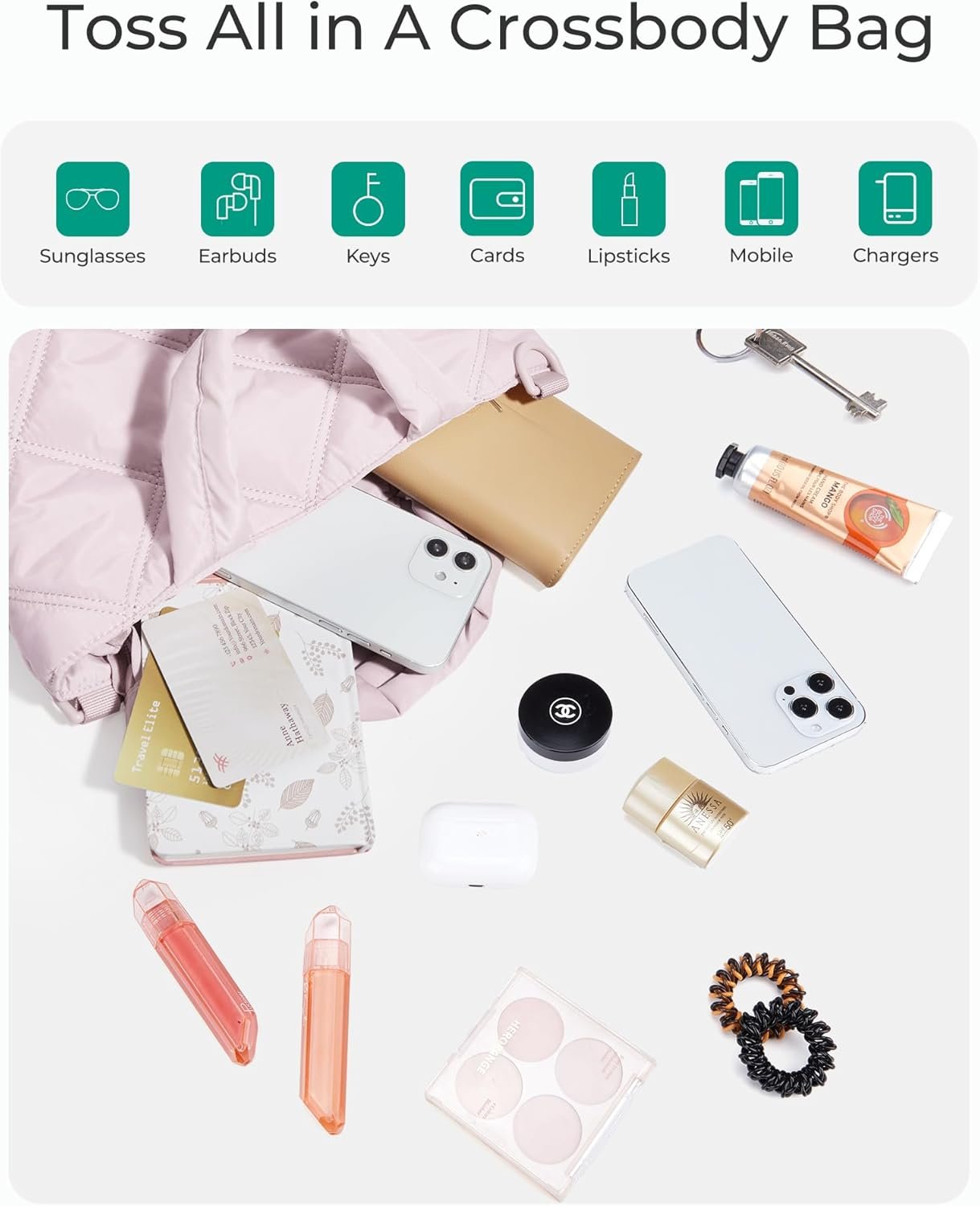 BAGSMART Crossbody Bags for Women, Small Crossbody Bag Cross Body Purse Mini Tote Travel Purse Shoulder Handbags Wallet - Image 8