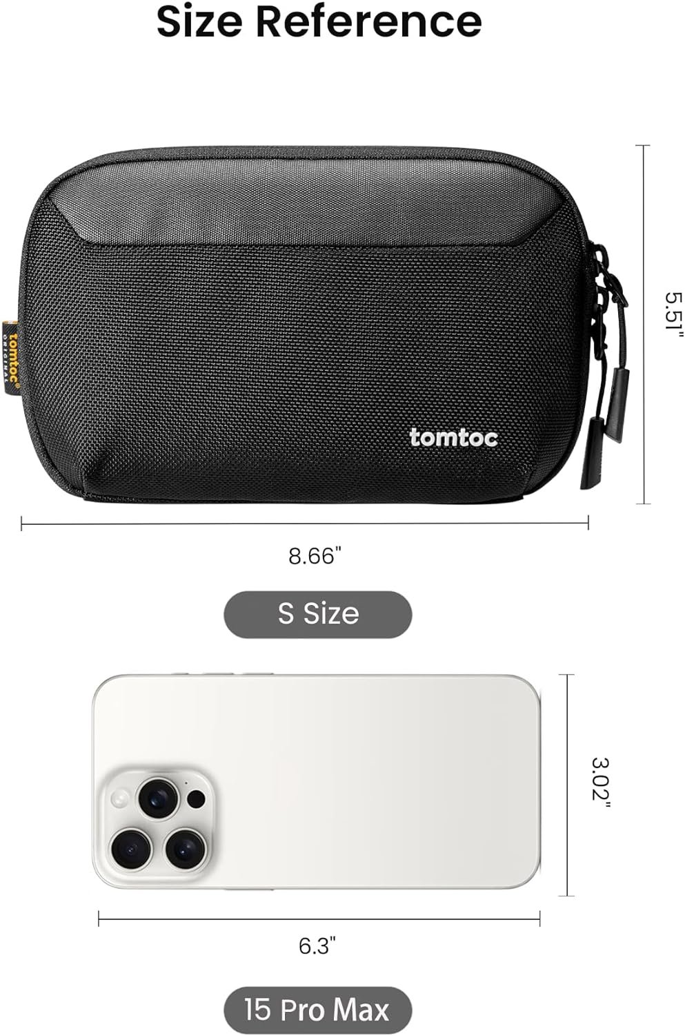 tomtoc Travel Cable Organizer Pouch, Electronics Accessories Organizer Portable Waterproof Double Accessories Carry Case for Cord, Charger, Cables, USB Drive, Black - Image 4
