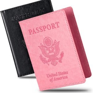 2 Pcs Passport holders，Ultra Slim passport wallet，PU Leather Passport Cover ...