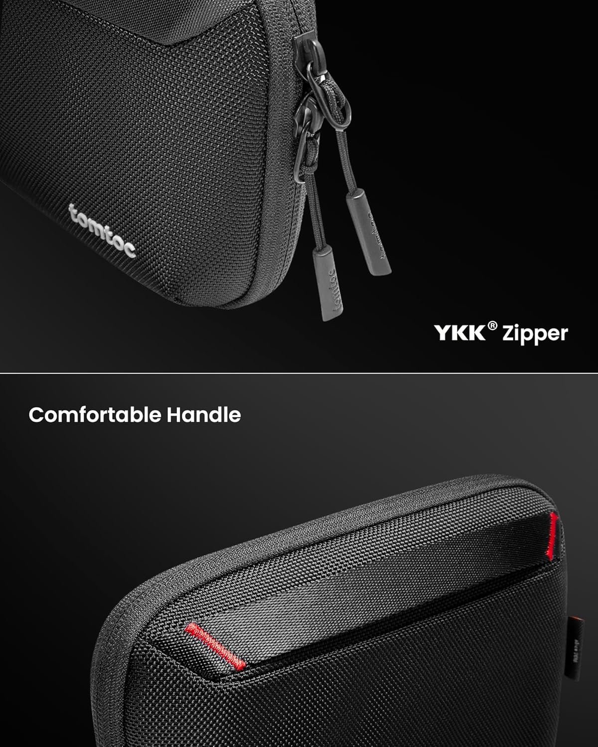 tomtoc Travel Cable Organizer Pouch, Electronics Accessories Organizer Portable Waterproof Double Accessories Carry Case for Cord, Charger, Cables, USB Drive, Black - Image 6