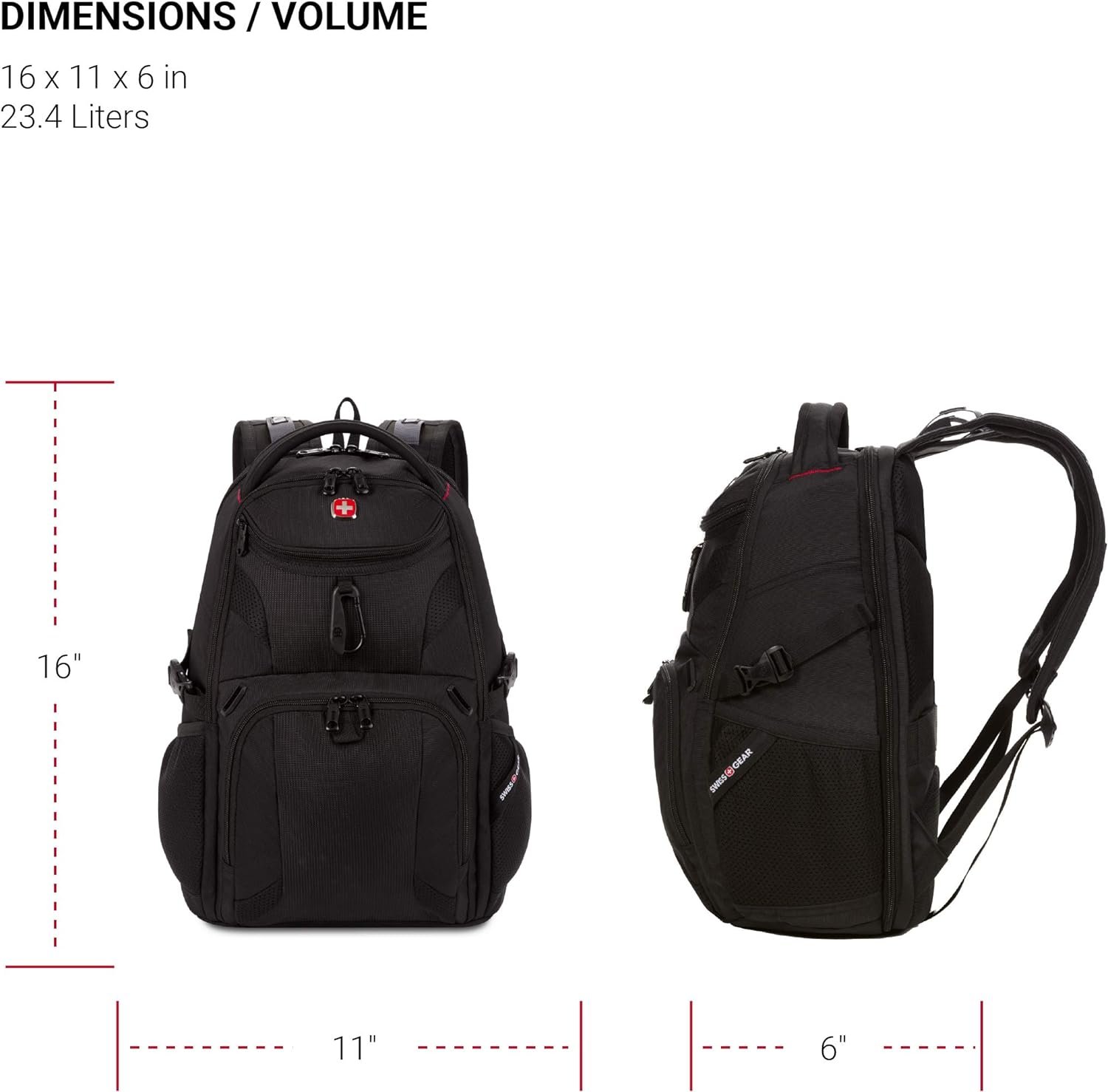 SwissGear 1900 Scansmart Mini/Slim Version, Fits Most 13 Inch Laptops and Tablets, TSA Friendly Backpack, Black - Image 3