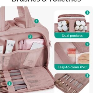 BAGSMART Travel Toiletry Bag, Lightweight Large Wide-open Travel Bag for Women, ...