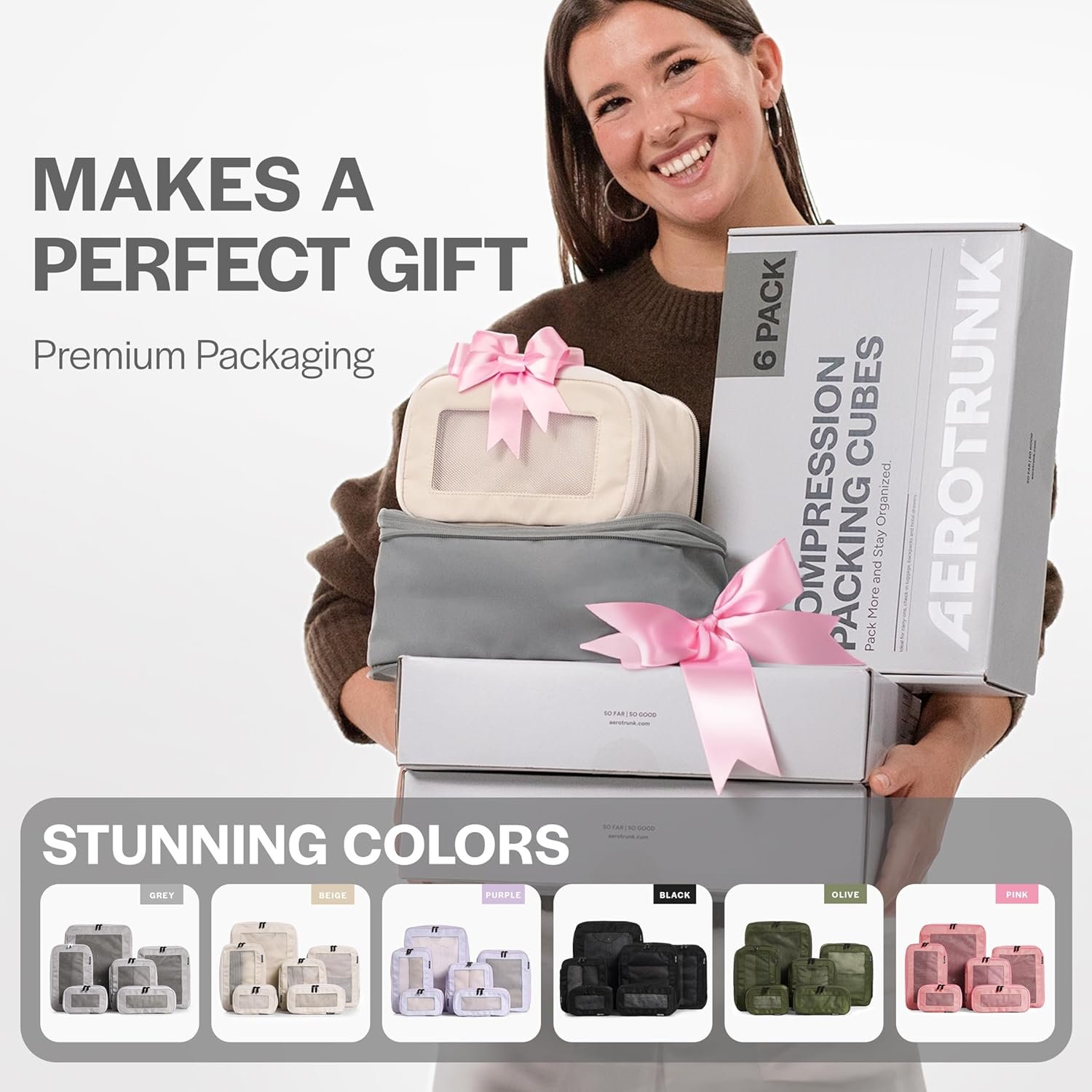 Aerotrunk Compression Packing Cubes for Travel - Luggage Organizer Bags - Double Zipper Packing Cubes for Suitcases (6-Pack, Beige) - Image 10