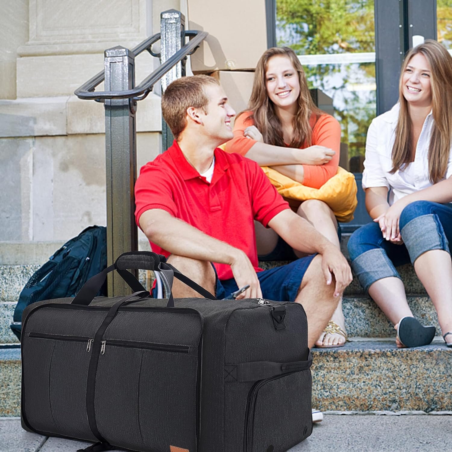 120L Foldable Collapsible Waterproof Travel Duffel Bag for Men and Women with Shoe Compartment - Image 7