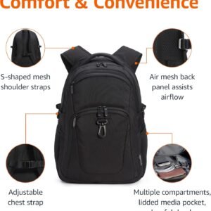 Amazon Basics Travel Laptop Backpack for 15.6 inch Laptop, Black | for 15.6 inch Laptop