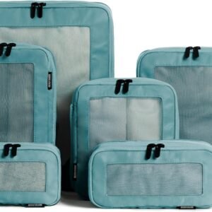 Aerotrunk Compression Packing Cubes for Travel – Luggage Organizer Bags – Double Zipper Packing Cubes for Suitcases (6-Pack, Teal)