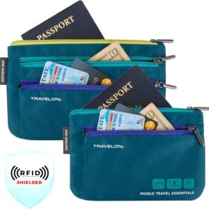 Travelon World Travel Essentials Set of 2 Currency and Passport Organizers