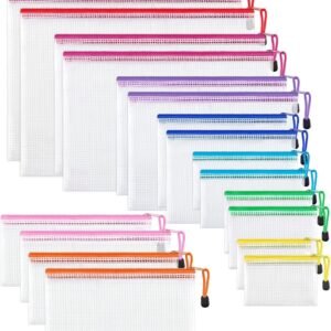 JARLINK 18 Pack 8 Sizes Mesh Pouch, 9 Colors, Waterproof Zip...