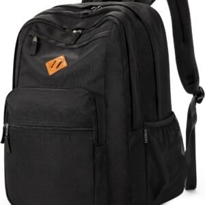 ZORFIN 26L Black Backpack for College, and Travel: Water Resistant Bookbag