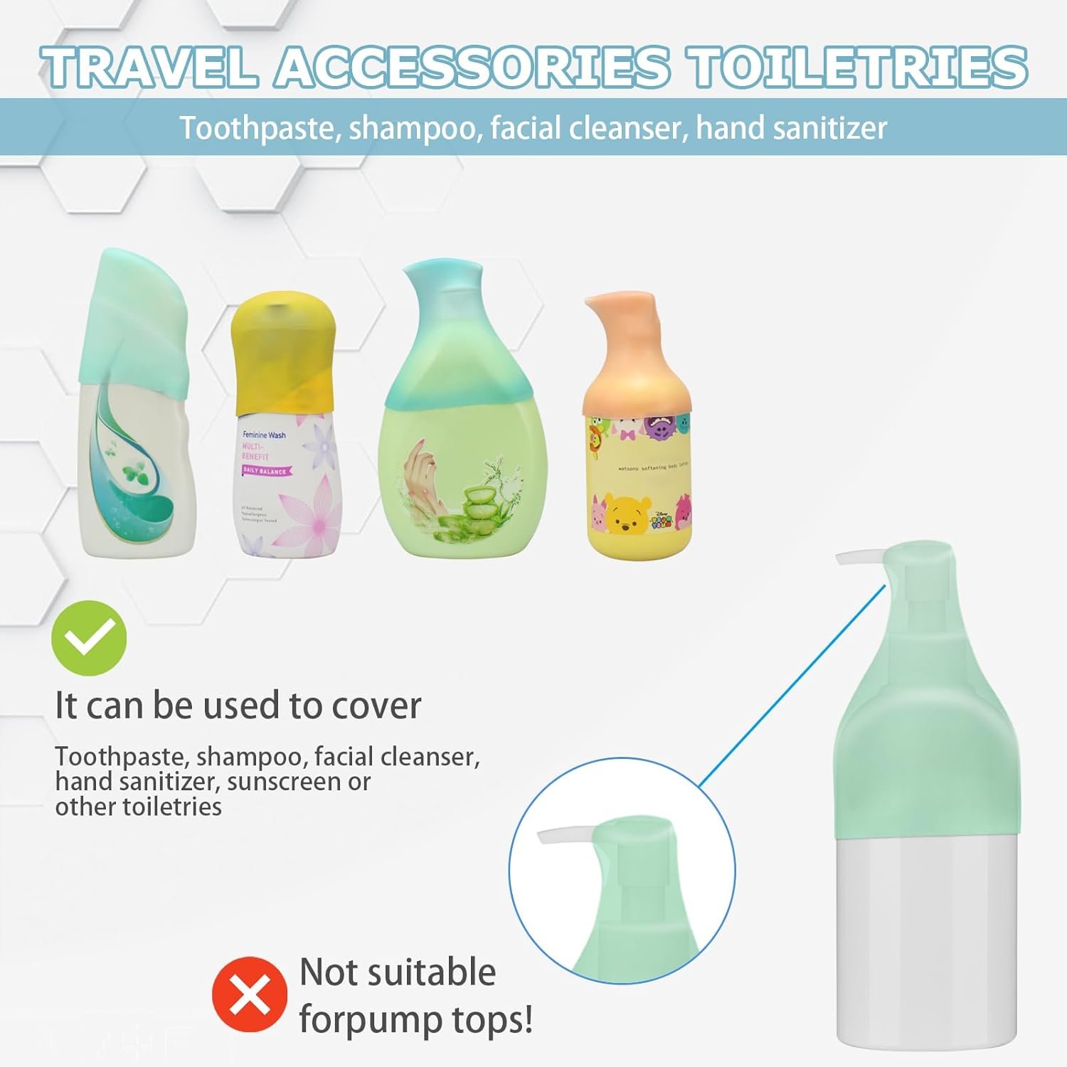 Silicone Bottle Covers Travel Essentials for Women Men, Beach Vacation Essentials, Travel Size Toiletries Accessories, Cruise Ship Essentials 2025, Must Haves, Leak Proofing - Image 3