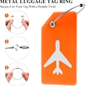 8 Pack Silicone Luggage Tag for Suitcases with Stainless Loop, TSA Approved, Pri...