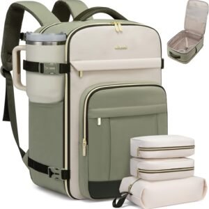 LOVEVOOK 40L Travel Backpack for Women & Men - 17.3 Inch Carry On Backpack & Personal Item Backpack for Airlines, Spacious and Durable Design, with 3 Packing Cubes