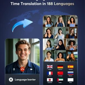 AI Translation Earbuds Real Time,188 Language Translator Earbuds, Audifonos Traductores Inglés Español,3-in-1 Translating Device,Noise Cancelling Translate Ear Buds with for Travel & Business Meetings