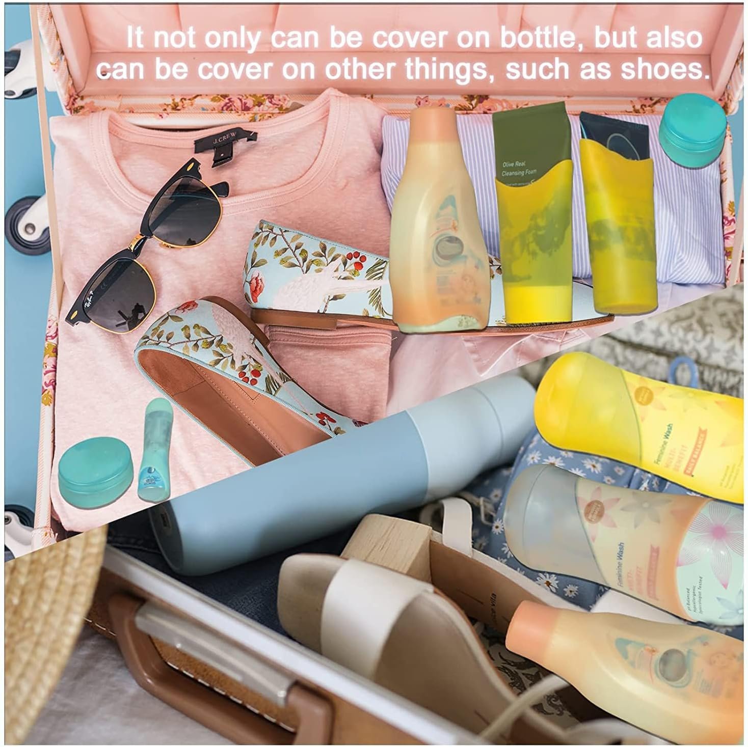 Silicone Bottle Covers Travel Essentials for Women Men, Beach Vacation Essentials, Travel Size Toiletries Accessories, Cruise Ship Essentials 2025, Must Haves, Leak Proofing - Image 2