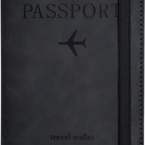 Passport Holder, Passport Cover with Credit Card Slot and Boarding Pass Slot Combo, Passport Wallet Case Book Travel Must Have, RFID Blocking Leather Travel Accessories, Black