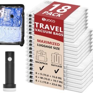 Travel Vacuum Bags for Clothing with Rechargeable Electric Pump, 18 Pack Compres...
