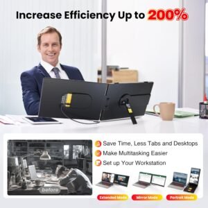 Laptop Screen Extender 0.27″ Ultra-Thin, 14″ FHD 1080P IPS Dual Port...