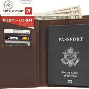 Polare Functional RFID Blocking Leather Passport Holder Travel Bifold Wallet For Men(Dark Brown)
