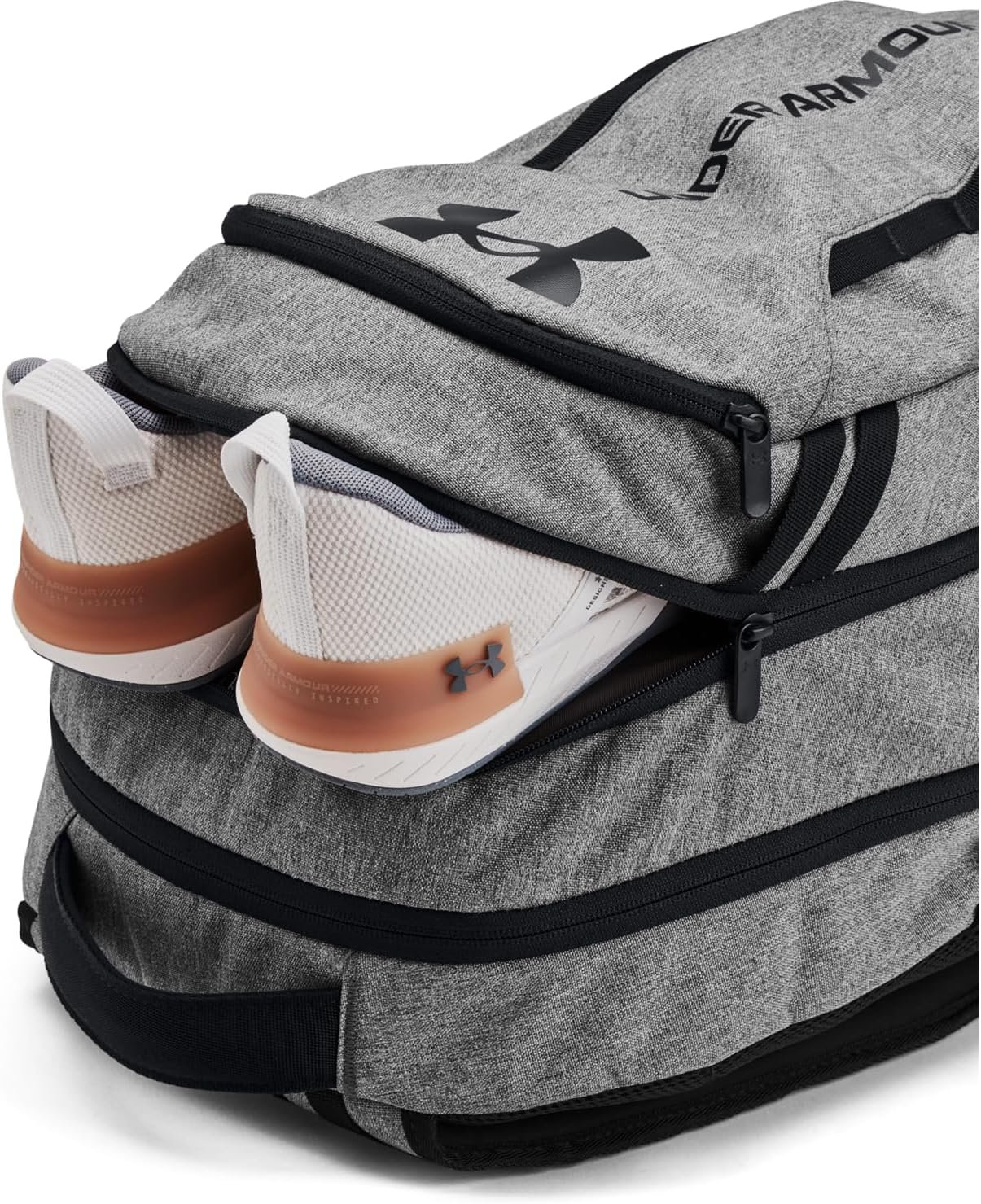 Under Armour Unisex-Adult Hustle 6.0 Backpack, (026) Castlerock Full Heather/Black/Black, One Size Fits Most - Image 5