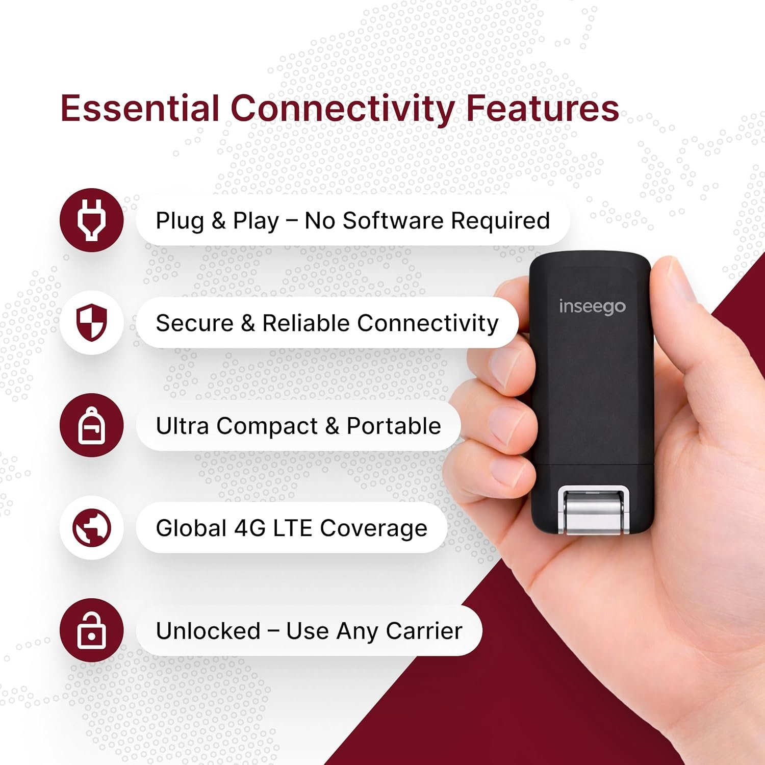 Inseego USB8 Global USB Modem – Portable Unlocked Mobile 4G LTE Modem, High-Speed LTE Performance up to 480 Mbps, for Business Travelers and First Responders - Image 2