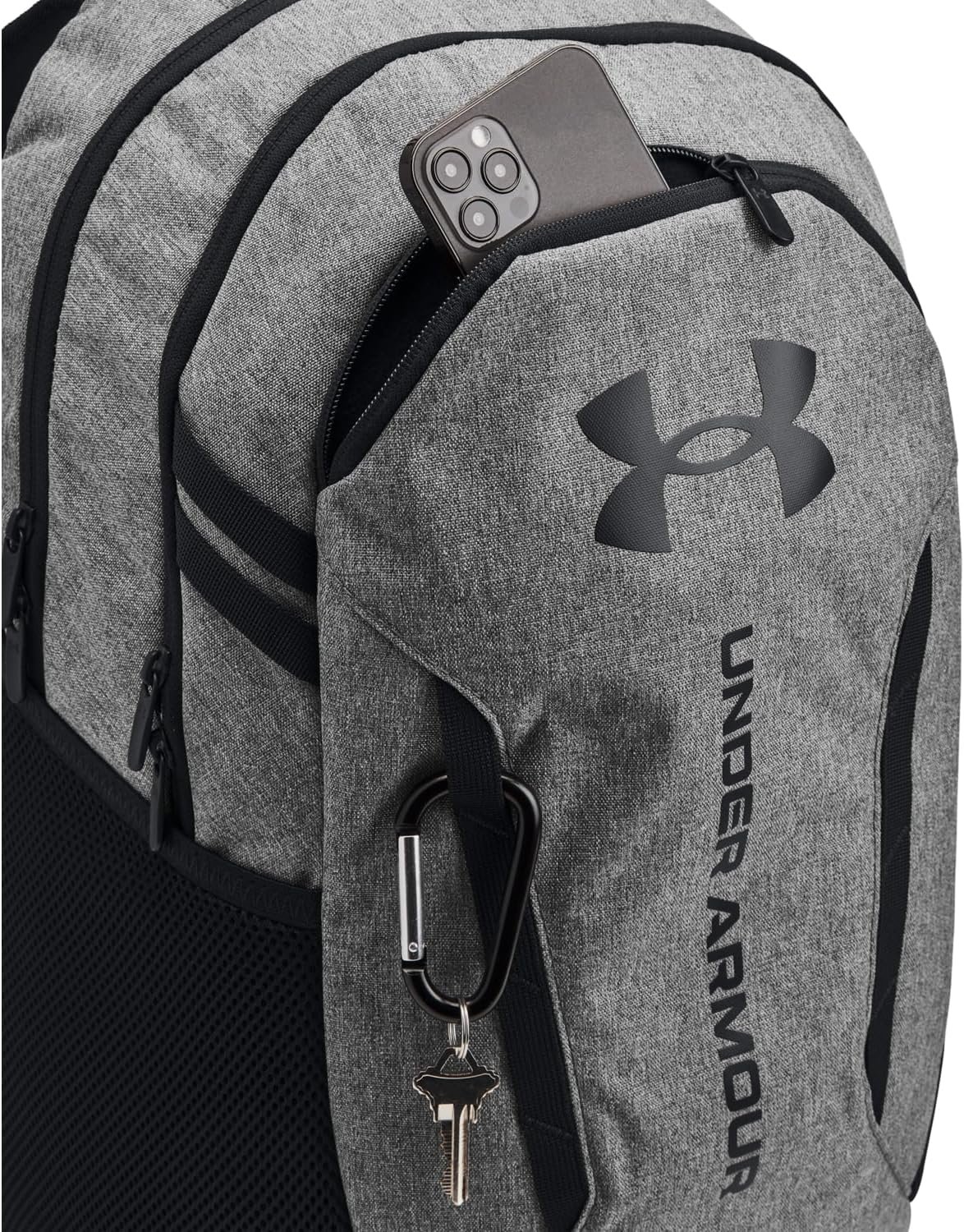 Under Armour Unisex-Adult Hustle 6.0 Backpack, (026) Castlerock Full Heather/Black/Black, One Size Fits Most - Image 3