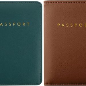 2 Pcs Passport Cover Holder for Travel Waterproof Leather Passport Wallet Case B...