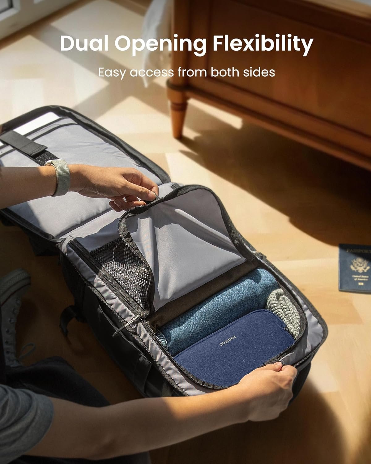 tomtoc Travel Backpack 28L, TSA Friendly Flight Approved Carry-on Luggage, Personal Item Travel Bag, Water-resistant Lightweight Business Rucksack, Durable Bag Fits 16 Inch Laptop - Image 6