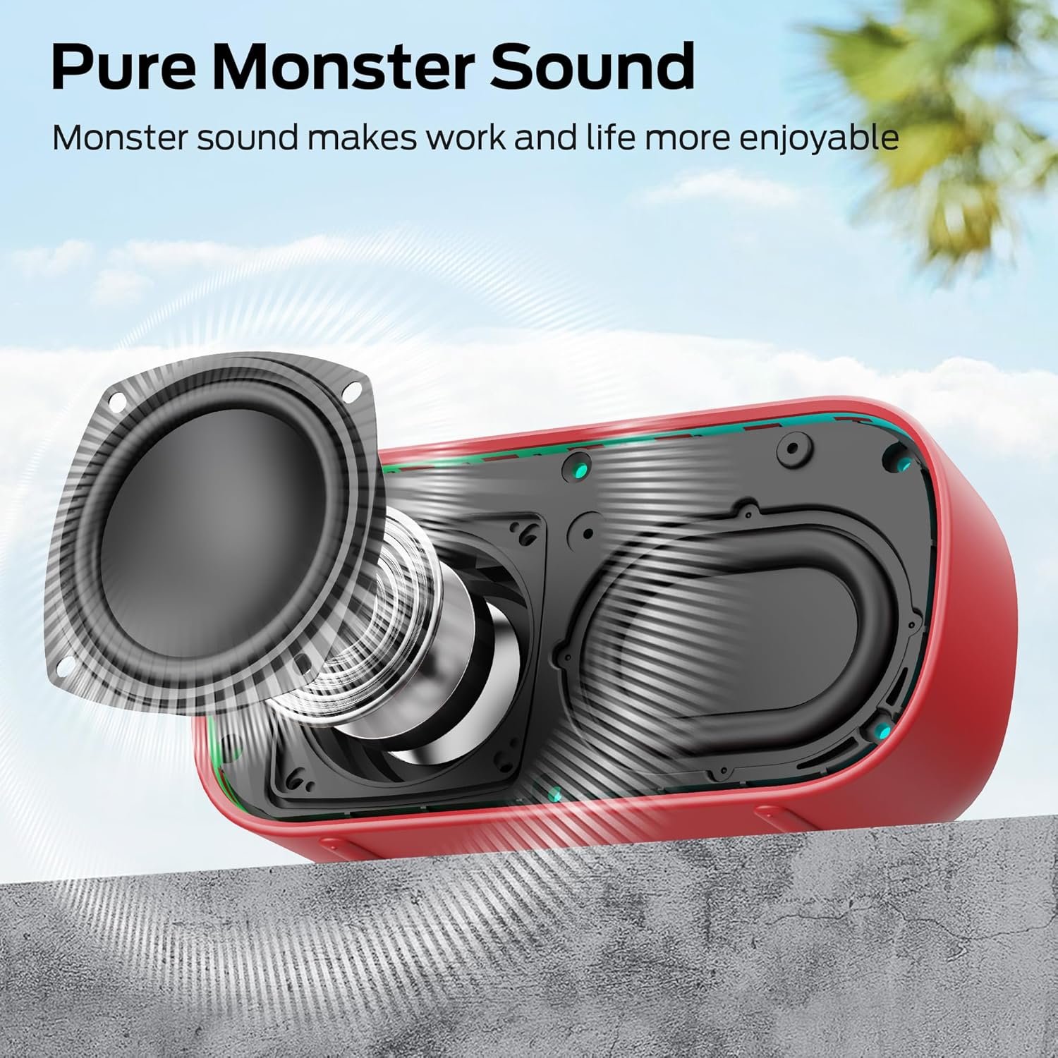Monster S150 Speaker, Strong Bluetooth 5.4, IPX7 Waterproof Wireless Speaker, Support Sulti-Channel Connection, HD Hands-Free Calling, Compact Design Bluetooth Speakers - Image 2